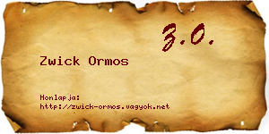 Zwick Ormos névjegykártya